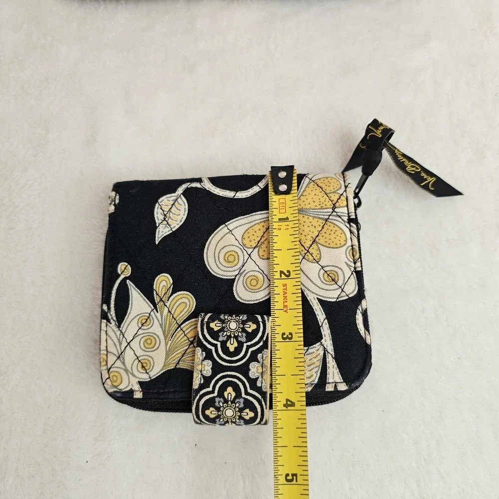 Vera Bradley black Yellow and White Floral Bird Purse with Matching Wallet - Picture 9 of 15